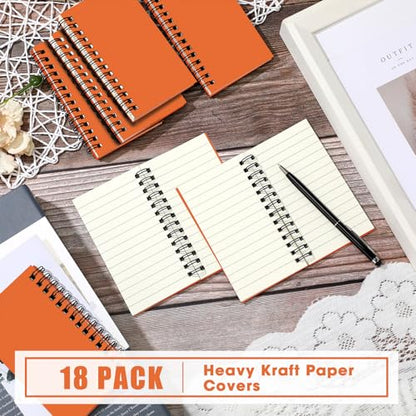 Jutom 18 Pcs Small Spiral Notebook Memo Pad 3x5, Orange - color: Orange