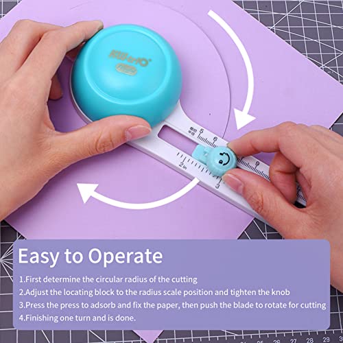 Adjustable Circle Paper Cutter for Precision Crafting | Swivel Metal Blade, Cuts 1-8 Inch Diameters, Ideal for Cards, Scrapbooks & Art Projects, Compact 7x22x5cm Base