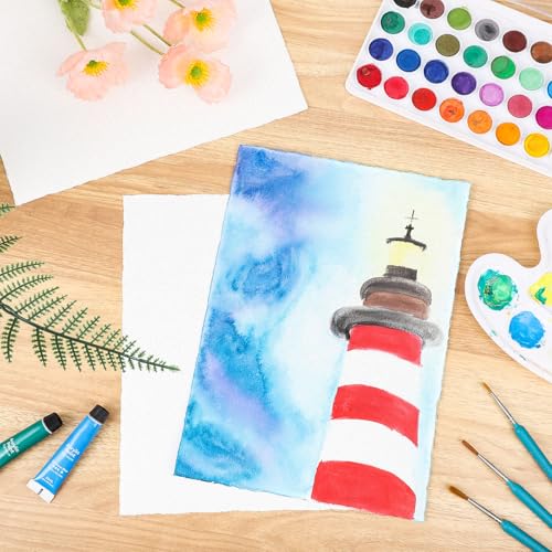 Prudiut Cotton Watercolor Paper, 50 Sheets, 8.5 x 11 in, 300 GSM - size: 8.5 x 11inch