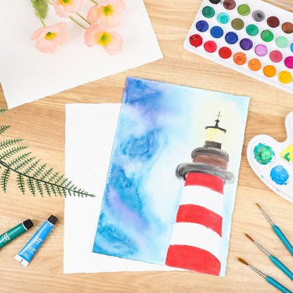 Prudiut Cotton Watercolor Paper, 50 Sheets, 8.5 x 11 in, 300 GSM - size: 8.5 x 11inch