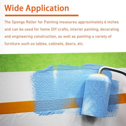 15 Pieces Paint Roller Cover, 6 inch Foam Roller Brushes | High Density Foam Paint Rollers, Mini Paint Roller Kit for Painting Walls, Ceilings, Cabinets, Cupboards, Doors - size: 6",15pcs