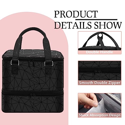 FCQQYWZ Nail Polish Organizer Case - Holds 42+ Bottles (15ml/0.5 fl.oz) and 1 Nail Lamp, Upgraded Double-layer Nail Polish Carrying Case Nail Storage Bag with Handles (Black) - color: Black-42Bottles