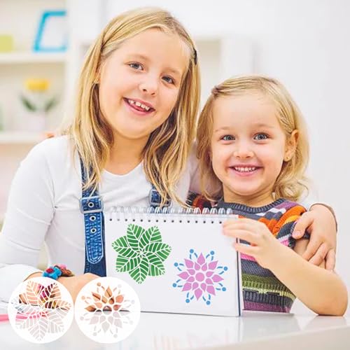 24 Pcs Mandala Stencils Reusable Stencils for Painting on Wood Mandala Dot Stencil DIY Craft Template for Painting on Rock Furniture Canvas Wall Home Decor Supplies, 5 Inch - style: Mandala Style, Round