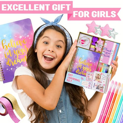 Nollh DlY Journal Kit for Girls Scrapbook Gifts for 8-12 Year Old Girl | 200+PCS Teen Tween Girl Gifts Trendy Stuff Stationery Set Art Crafts Kit 8 9 10 11 12 13 14 Year Old Girl Birthday Gift