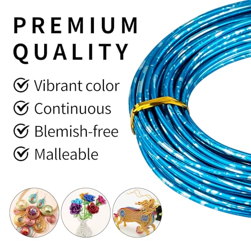 12 Gauge Aluminum Craft Wire for Jewelry Making, 32.8FT Bendable Metal Wirefor Bonsai Armature(Blue Silver) - color: Blue Silver