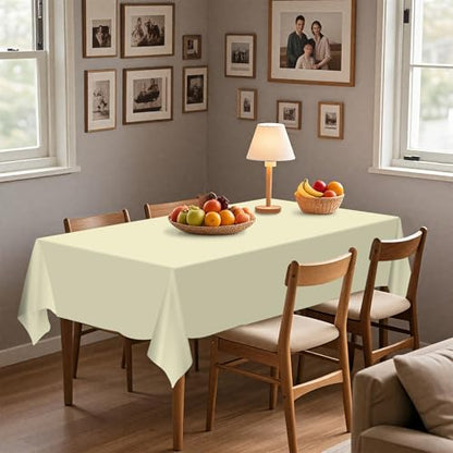 54IN X 320FT Plastic Table Cover Roll with Cutter Box, Cut to Size Plastic Table Cloths for Parties, Birthday, (Beige, 54"x3840"(Rectangular)) - color: Beige, size: 3840" x 54" (Rectangular)