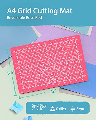 G+ Self-Healing Modeler's Cutting Mat A4 9 x 12"; Professional Small Cutting Board for Kids Modeling, Scrapbooking, Gundam Building, Rotary Cutting - A Great Hobbyist Cutting mat - color: Rose Red, size: 12"L x 8.5"W