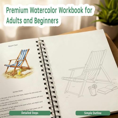 SLWBZ Watercolor Workbooks Coloring Book, Beginner Friendly Painting Kit, Detailed Steps, Creative Exploration Watercolor Book with Paint Set for Adults Teens (Holiday, Without Paint) - color: Holiday, size: Without paint