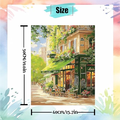 NDNXYXGS Cafe Paint by Numbers Kit for Adults,Plant DIY Painting Kits on Canvas,Street View Color by Numbers,Large Adult Paint by Number for Gifts,Home Wall Decor - color: restaurant