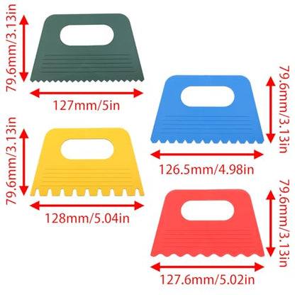 7 Piece Plastic Paint Scraper Tool Set for Texture Art | Color Coded Shapes; Flexible Polypropylene; Palette Knife Edges; Hanging Hole Storage; for Paint, Clay, Plaster and Cream