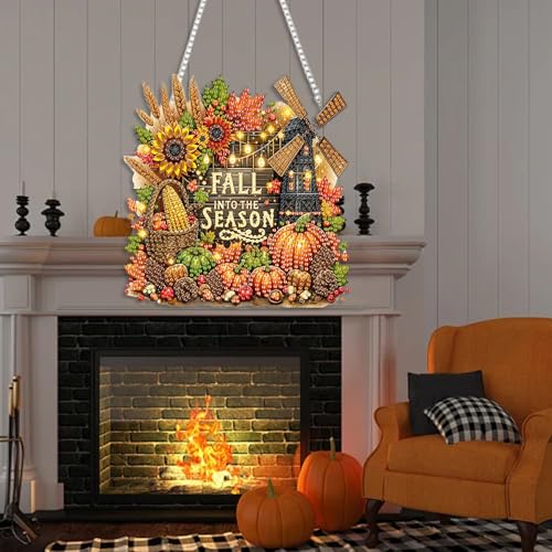 Fairyland JinWenn Hanging Diamonds Art kit for Adult,DIY Fall Diamonds Painting Art Kit, 7.45x7.68 inch Acrylic Diamonds Painting Board Kit Ornament, Special Crystal Diamond Hanging Ornament - color: DP01804