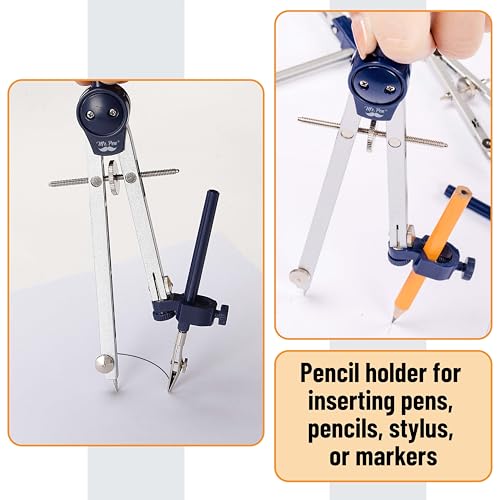 Mr. Pen- Professional Geometry Set, 7 pcs | Metal Compasses with Center Wheel & Extension Leg, Precision Drafting Kit with Storage Box for Geometry, Technical Drawing - style: 7 pcs Geometry Tool Set