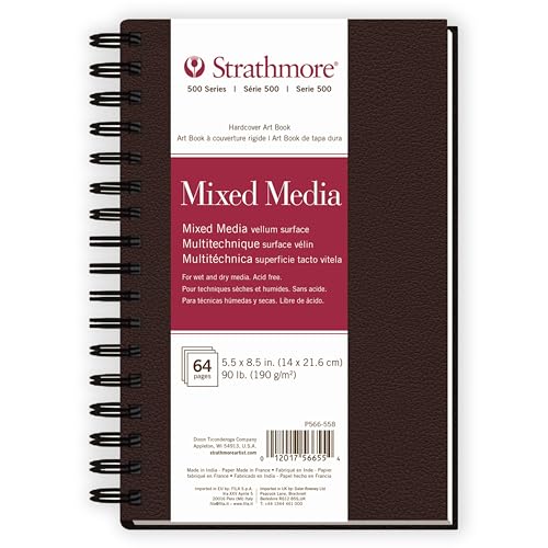Strathmore 500 Series Mixed Media Paper Art Book, Matte Brown Cover, Natural White, Side Wire Binding, 32 Sheets, 5.5x8.5 inch - size: 5.5x8.5 inch, style: Side Wire