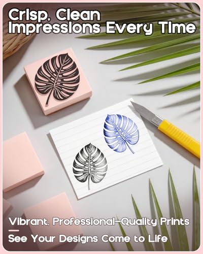 9 Pack Rubber Linoleum Blocks for Printmaking: 2"x2" Square Pink Rubber Stamp Carving Blocks - Soft Linoleum Material for DIY Craft Projects & Handmade Stamps