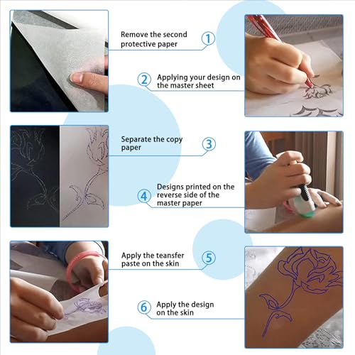 Tattoo Transfer Paper,100 Sheets Premium Tattoo Stencil Paper for Tattooing，4 Layers 8.5" X 16.5"