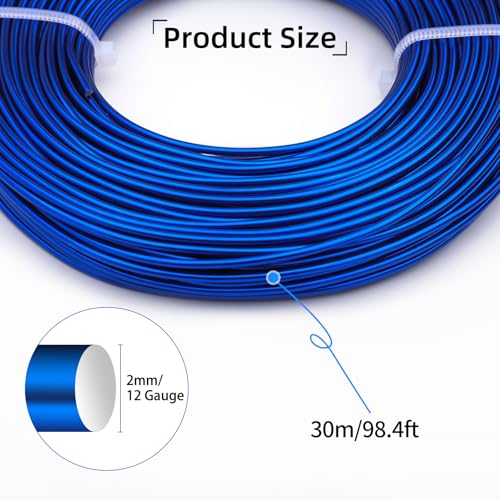12 Gauge Aluminum Craft Wire for Jewelry Making, 32.8FT Bendable Metal Wirefor Bonsai Armature(Sapphire Blue) - color: Sapphire Blue