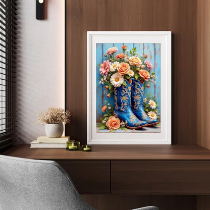 YOYA 2 Pack 5D Cowboy Boots Diamond Art Kits for Adults 12x16 Inch - color: Cowboy Boots 037