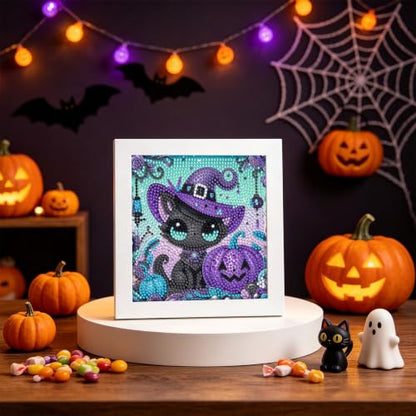 Cat Diamond Art Painting Kits for Kids with Frame Ages 4-8-12 (7x7 inch) - color: CC1207