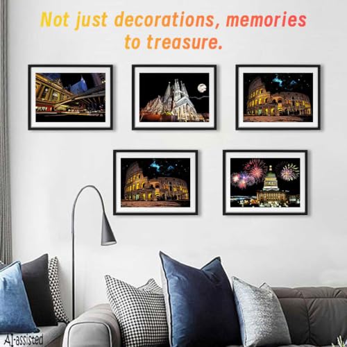 Iskueal Scratch Art for Adults(8 Sheets A4),Family Creative DIY Painting Papers for Travel Lovers,Craft Lovers|Creative Scratch Art Adult (Philadelphia/Italy) - color: (Philadelphia/Italy)