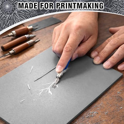 2 Pcs 9x12 Soft Linoleum Carving Block, Linocut Block for Printmaking, Gray | Engraving Art Project, Printmaking Artist Studio Supplies - color: Gray, size: 9'' x 12'' 2 Pack