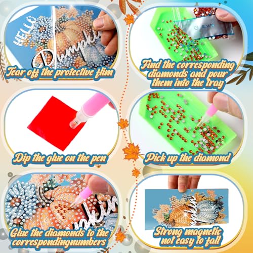 Saillong 12 Pack Blue Fall Diamond Painting Greeting Cards with Envelopes | Fall Diamond Art Cards Kits for Adults, DIY Thanksgiving Cards, Autumn 5d Rhinestones, DIY Crafts, Family Friend, Fall Gifts - color: Blue Fall