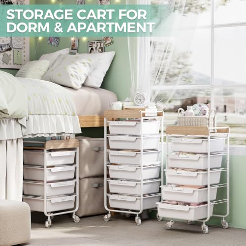 SYKIARIOL Rolling Craft Storage Cart with 4 Drawers,Kids Art Cart,White - color: White, size: 4-Drawer
