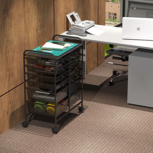 Simple Houseware 12 Drawers Rolling Utility Cart Organizer, Black - color: Black, size: 12 Drawers