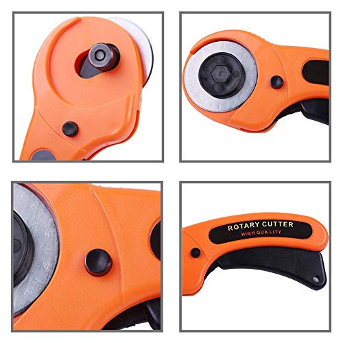 Rotary Cutter, Professional 45mm Rotary Fabric Cutter, Rotary Cutter for Fabric, Rotary Cutter Replacement Blades, Card Paper Sewing Quilting Roller Fabric Cutting Tailor Scissors Tool Dress Clothes M