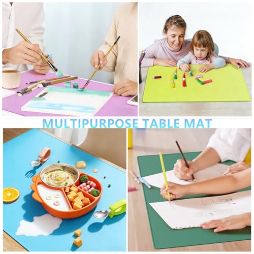 Silicone Painting Mat, Paint Mat for Kids, Siliocne Sheet for Crafts, Resin, Clay, Non Stick Art Pad with Raised Edge, Painting Supplies (Green, 23.6"×15.7") - color: Green