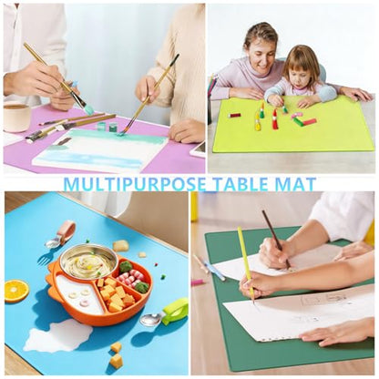 Silicone Painting Mat, Paint Mat for Kids, Siliocne Sheet for Crafts, Resin, Clay, Non Stick Art Pad with Raised Edge, Painting Supplies (Sky Blue, 23.6"×15.7") - color: Sky Blue