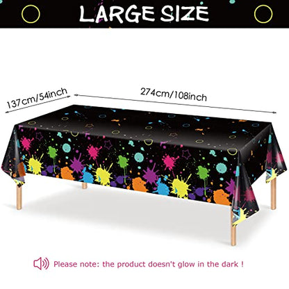 Tatuo 2 Pcs Neon Glow Party Table Cloths 108x54 Inch Disposable