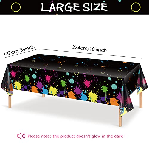 Tatuo 2 Pcs Neon Glow Party Table Cloths 108x54 Inch Disposable