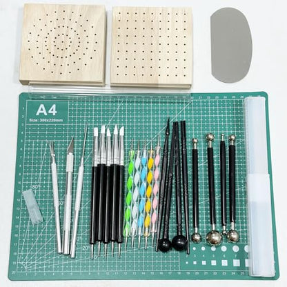 Yayatty Polymer Clay Tools, Acrylic Clay Roller, Acrylic Sheet, Rotary Cutting Mat, Round Polymer Clay Cutters with Clay Slicer Blade for Pottery and Sculpture, 42 PCS - color: 27 PCS