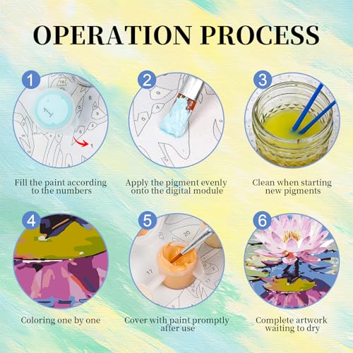 Paint by Numbers Kit for Adults, Lotus DIY Acrylic Painting Kit, 16x20 Inch - color: CYOP1P08
