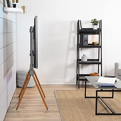 VIVO Artistic Easel 49 to 70 inch LED LCD Screen, Studio TV Display Stand with RGB Lighting, Adjustable TV Mount with 4 Wooden Legs, STAND-TV70D