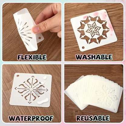 JULMELON 20Pcs Mandala Stencils 3 Inch, Reusable for Rock Wood Painting | Plastic Reusable, for DIY Art Projects Fabric Canvas Wall, Mandala Rock Painting Stencils - style: Mandala Stencils