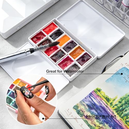 SEAMIART Travel Watercolor Palette Box with 24 Magnetic Half Pans & Lid - color: White, size: 4.9" x 2.9" x 1"