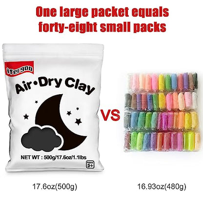 ifergoo 500g Black Air Dry Clay, 1.1LBS DIY Creative Modeling Clay for Kids | Refill Foam Magic Clay for School Art & Craft Project, Slime Supplies, Ultra-light & Soft, Gift for Age 3-12 Boys & Girls - color: Black/500g