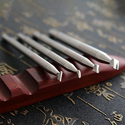 Leather Stamping Tool 304 Stainless Steel Professional Stamp Tools Leather Edge Punch Carving DIY LeatherCrafts (Full Set, 4pcs (XS+S+M+L)) - size: Full Set, 4pcs (XS+S+M+L)