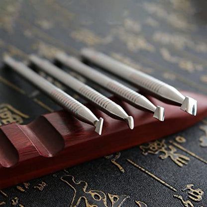 Leather Stamping Tool 304 Stainless Steel Professional Stamp Tools Leather Edge Punch Carving DIY LeatherCrafts (Full Set, 4pcs (XS+S+M+L)) - size: Full Set, 4pcs (XS+S+M+L)