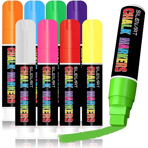 SILENART Jumbo Chalk Markers - 8 Pack 15mm 3in 1Car Window Marker for Glass Poster Mirror, Washable - color: Multicolor, style: 15mm Tip - 8 Pack