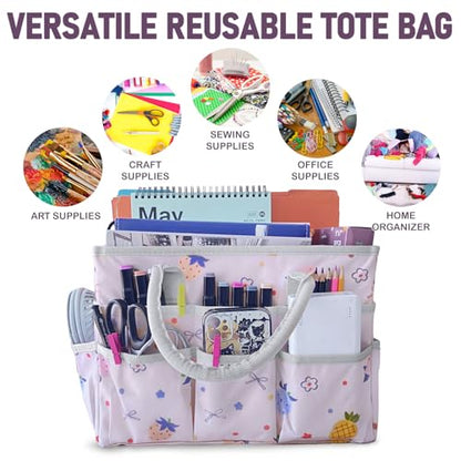 Cupohus Craft Organizer Tote Bag, Pink Fruit Sewing Bag for Art - color: Fruit Print