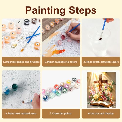 Gemozaic Cross Paint by Numbers Kit for Adults, Floral Book, 16 x 20 Inch - color: MT23239