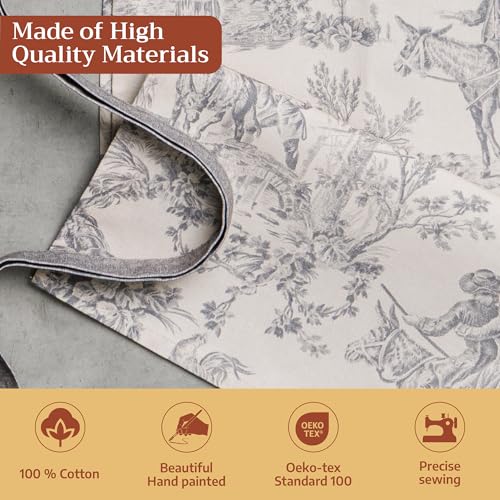 Maison d' Hermine Aprons for women with Pocket 100% Cotton (27.50"x31.50") | Adjustable Neck Strap & long ties Apron Men Chef Wedding Cooking Gardening Server Maid - color: 209 - the Miller - Paloma Grey