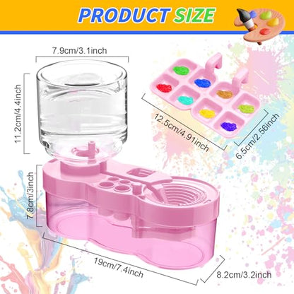 Upgraded Paint Brush Cleaner Tool,Brush Rinser Cup Painting Running Water Circulation Art Supplies for Acrylic,Watercolor and Water Based Creative Gift for Adult Artist Beginner and Painter - color: Pink