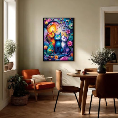 Diamond Art Kits for Adults,Colorful Cat and Flower Diamond Painting - color: KM531-1