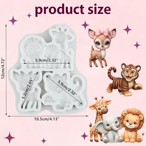 Animal Polymer Clay Mold Lion Elephant Giraffe Silicone Molds - color: Style D
