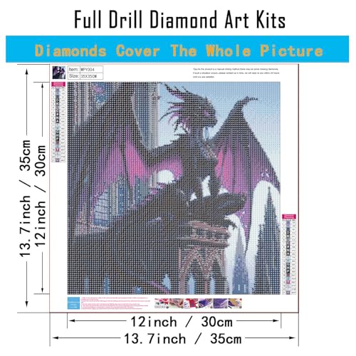 WPYTNM 5D Dragon Diamond Painting Kit,DIY Handmade Castle Pterodactyl Theme, Round Full Drill, Canvas Material, 14x14 Inches, Adult, Art Deco Style - color: Castle Pterodactyl