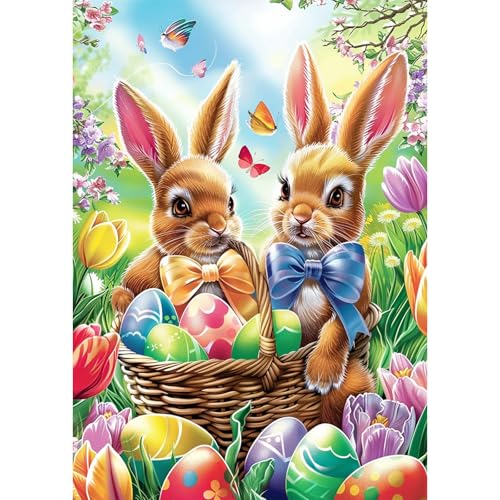 SENQAO Rabbit Diamond Art Kits for Adults, Easter Diamond Painting Kit for Beginners, Round 5D DIY Diamond Dots Art, Full Drill Painting Kit Art and Crafts for Adults Home Wall Decor 12x16inch - color: rabbit - 01