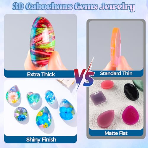 LET'S RESIN Cabochon Gems Resin Molds, 36-Cavity Jewelry Making Kit | Includes 16 Metal Pendant Trays, Silicone Molds for UV & Epoxy Resin, Pendants, Earrings, Necklaces, DIY Craft Supplies